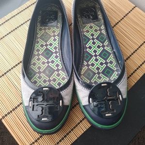 Tory Burch Canvas Rubber Toe Flats Shoes